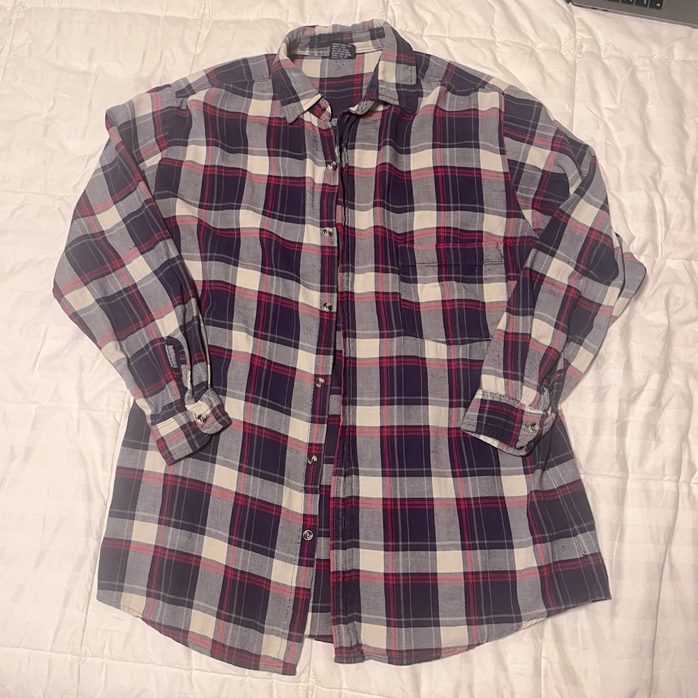 Vintage plaid long sleeve button down medium shirt